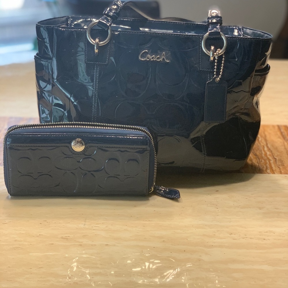 Navy Coach bag with Wallet